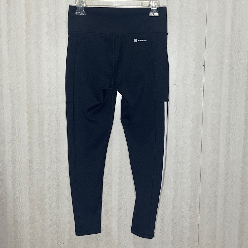 🆕 ADIDAS Woman’s Black Leggings with Triple White Stripes Size M - Picture 6 of 7